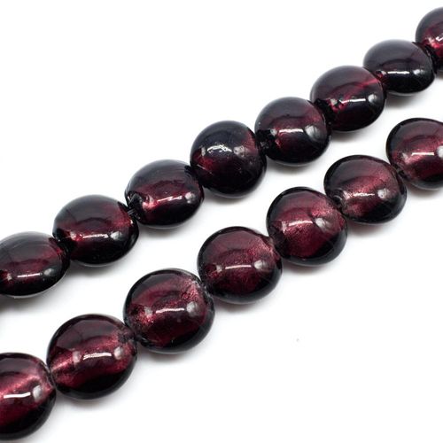 Silver Foil Disc Beads 15mm 25pcs Dark Amethyst for jewellery making