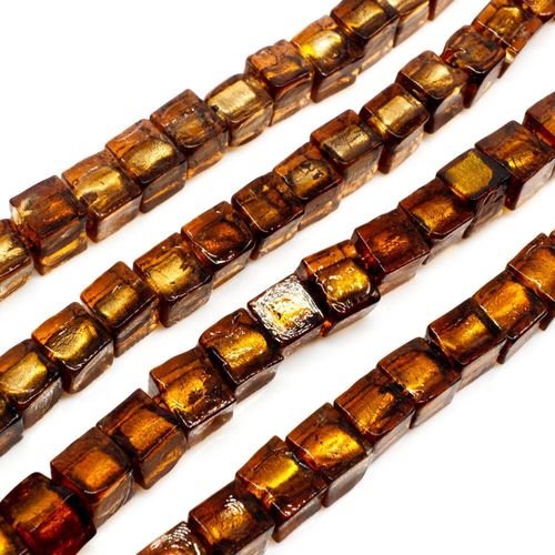 Silver Foil Cube Beads 6mm Brown for jewellery making