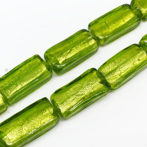 Silver Foil Rectangle Beads 24mm Lime Green for jewellery making