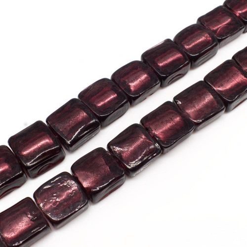 Silver Foil Square Beads 12mm 30pcs Dark Amethyst for jewellery making