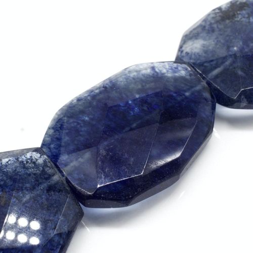 Volcano Glass Beads 40mm Facet Rectangle Blue Quartz 1pc for jewellery making