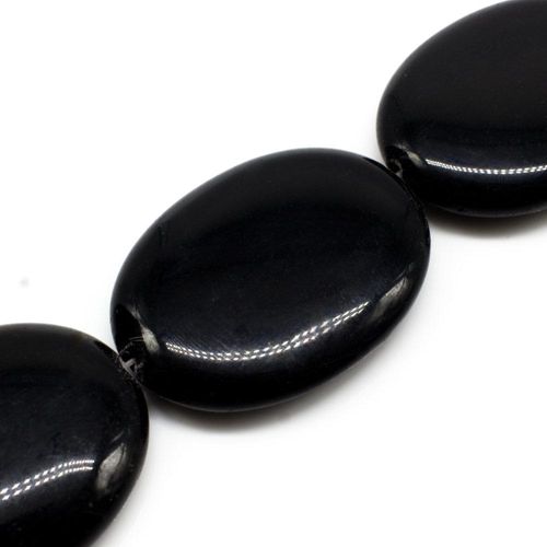 Volcano Glass Beads 40mm Oval Black 1pc for jewellery making