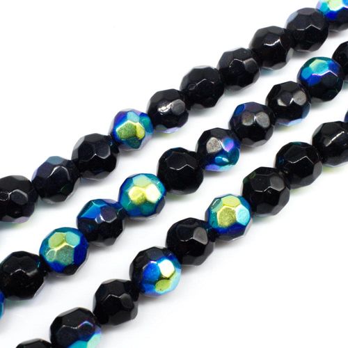 8mm crystal beads jet black rainbow — faceted for jewelry making and beadwork