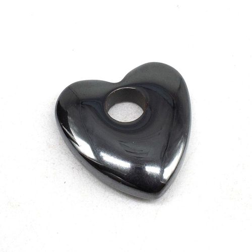 Hematite Puffy Heart 19mm 1pc jewelry making kit — DIY set with beads and instructions for creating handmade jewelry