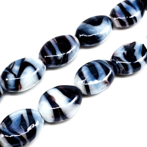Lampwork Glass Bead Oval Swirl Purple 18mm 1pc for jewellery making