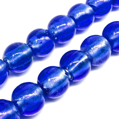 Silver Foil Round Beads 17mm 20pcs Blue for jewellery making