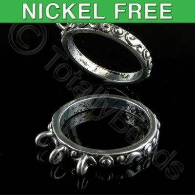 Antique Silver Metal Ring Base S Design 3 Loops 20mm 3pcs