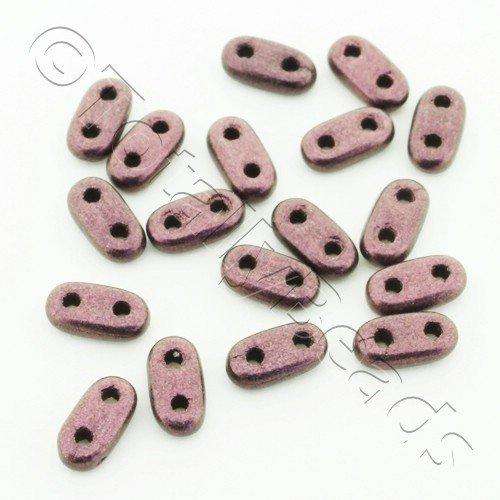 6mm Czech glass glass beads metallic suede pink — pack of 7, high-quality two-hole beads ideal for jewelry making, bead weaving, and crafts
