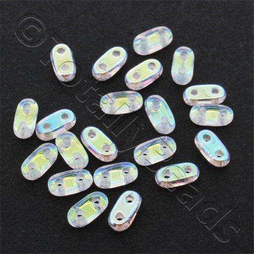 6mm Czech glass glass beads crystal ab — pack of 7, high-quality two-hole beads ideal for jewelry making, bead weaving, and crafts