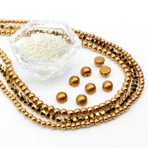 Azalea Bauble Zoom 28/2 gold jewelry making kit — DIY set with beads and instructions for creating handmade jewelry