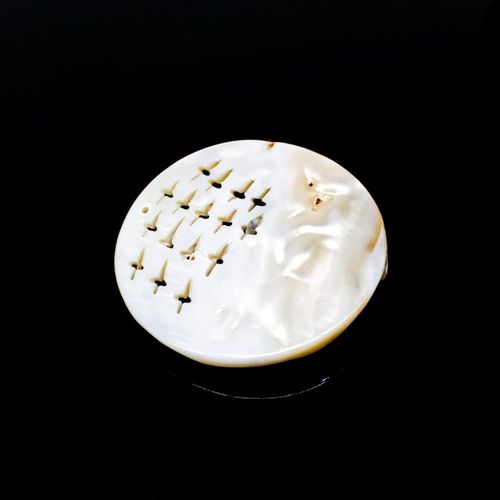 Shell Pendant Disc with crosses 45mm for jewellery making