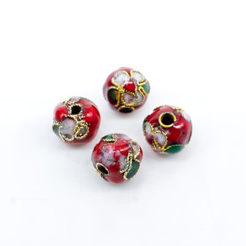 Cloisonne 8mm Round Bead Red 1pc for jewellery making