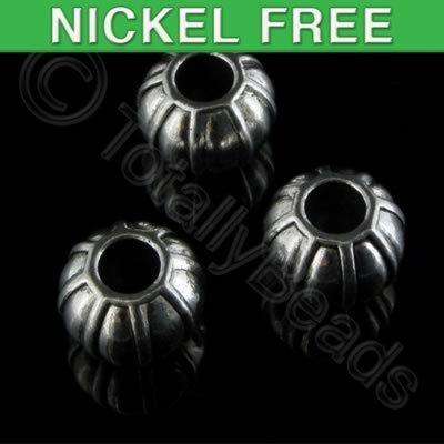 Antique Silver Rondelle - 11x9 - Large Hole 6pcs