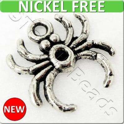Antique Silver Metal Charm - Spider 17mm 12pcs
