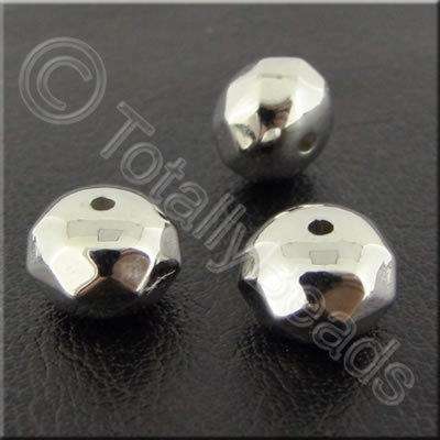 Metalised Acrylic Faceted Rondelle - 10mm - Antique Silver 40pcs
