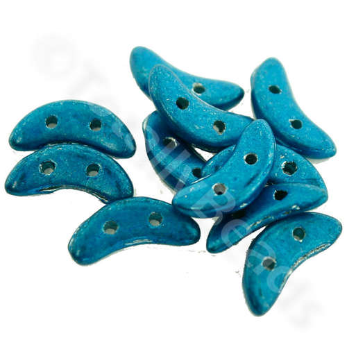 10mm Czech glass glass beads saturated metallic aquamarine — pack of 7, high-quality two-hole beads ideal for jewelry making, bead weavin…