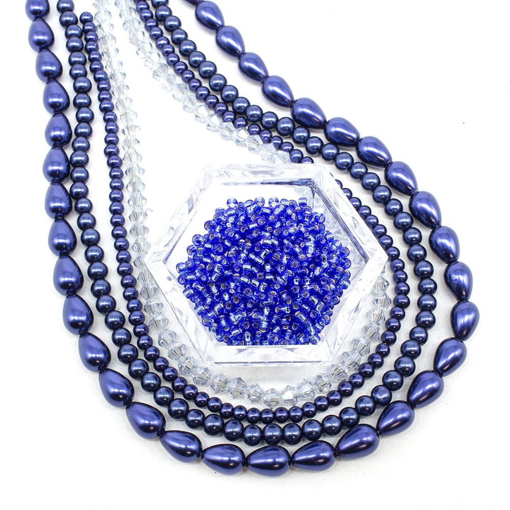 Jane Bauble Zoom 24/1 cobalt sapphire jewelry making kit — DIY set with beads and instructions for creating handmade jewelry