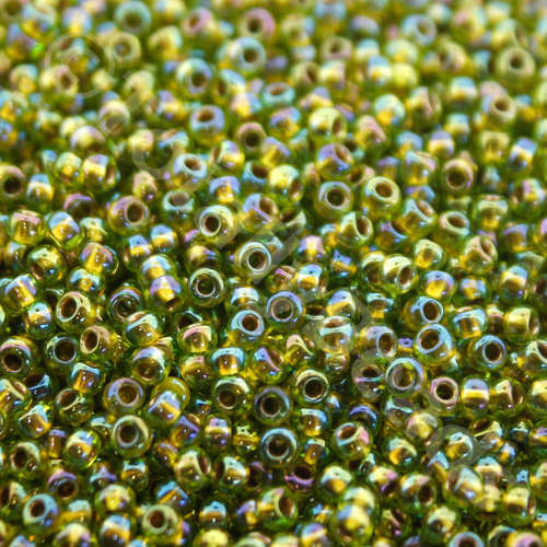 Toho Size 11 Seed Beads 10g - Gold Lined Rainbow Peridot