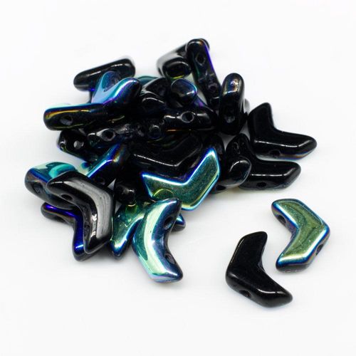 4x10mm Czech glass Rulla beads jet ab — two-hole beads for jewelry making and bead weaving