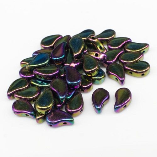 8x5mm 10g Czech glass Rulla beads jet red iris — two-hole beads for jewelry making and bead weaving