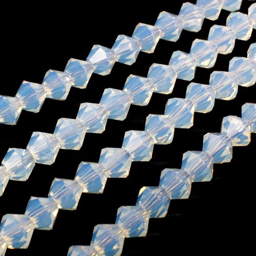 6mm crystal bicone beads white opal — faceted for jewelry making and beadwork
