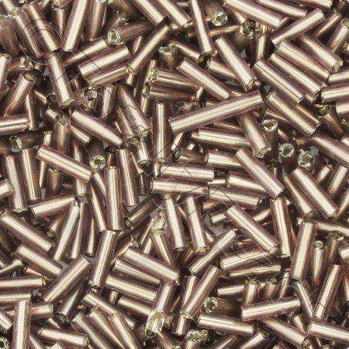 Bugle Beads 6mm - Silver Lined Purple 100g