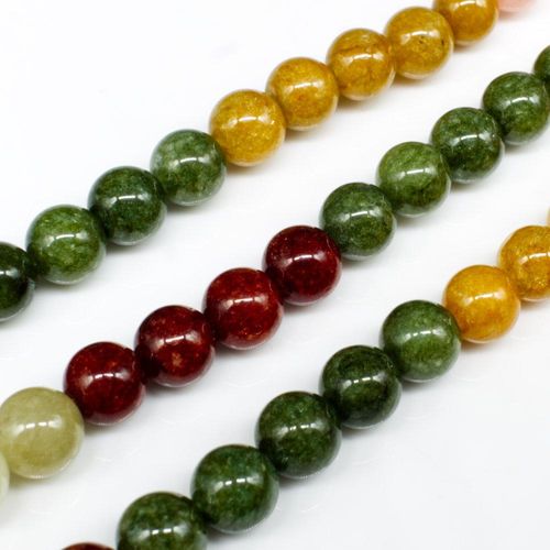 Dyed Jade Opaque Mixed Round Beads 8mm 15" String for jewellery making