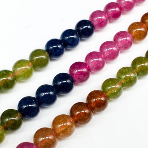 Dyed Jade Tourmaline Mixed Round Beads 8mm 15" String for jewellery making