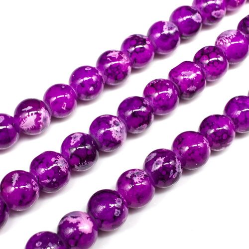 Ancient Marble Glass Beads Round 8mm Mauve for jewellery making