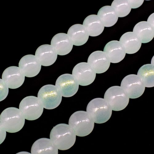 Glass Jade Glitter Beads 8mm Round Mojito for jewellery making