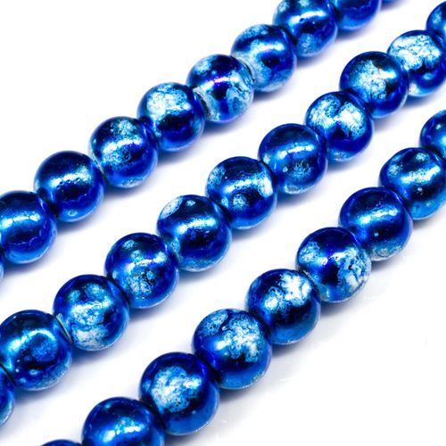 Metallic Splatter 8mm Round Beads Royal Blue for jewellery making