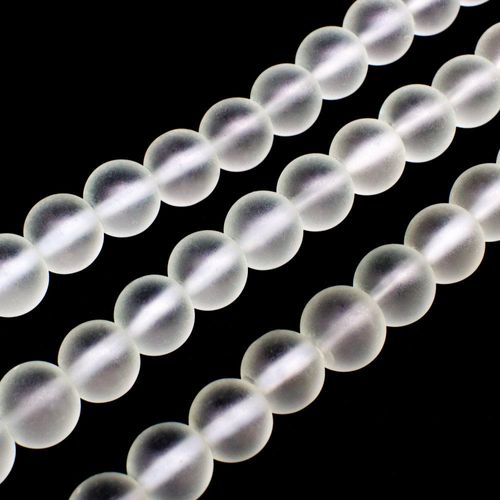 Glass Frosted Beads 8mm Round Clear for jewellery making