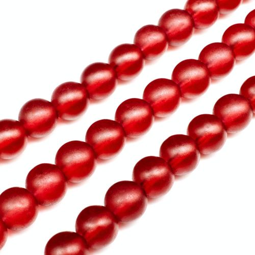 Glass Frosted Beads 8mm Round Red for jewellery making