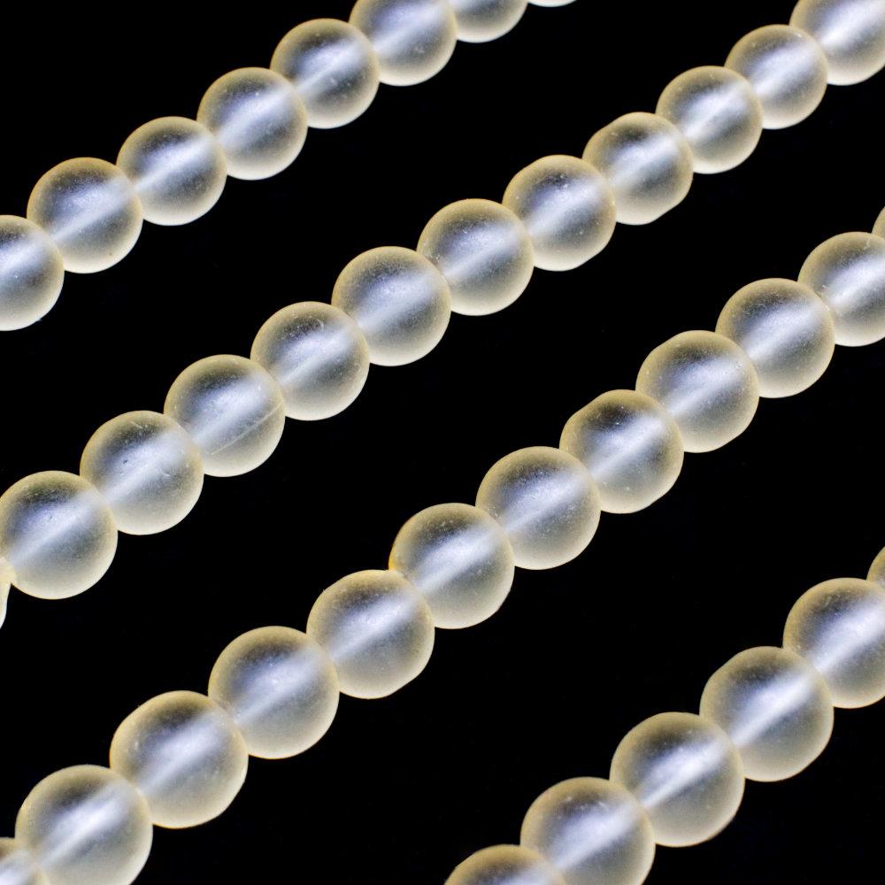 Glass Frosted Beads 6mm Round Yellow for jewellery making