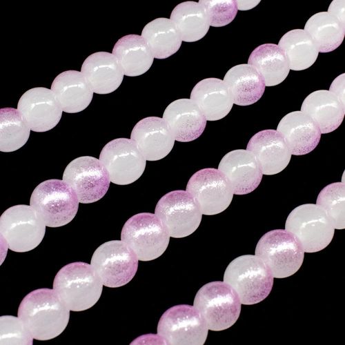 Glass Jade Glitter Beads 6mm Round Mauve for jewellery making