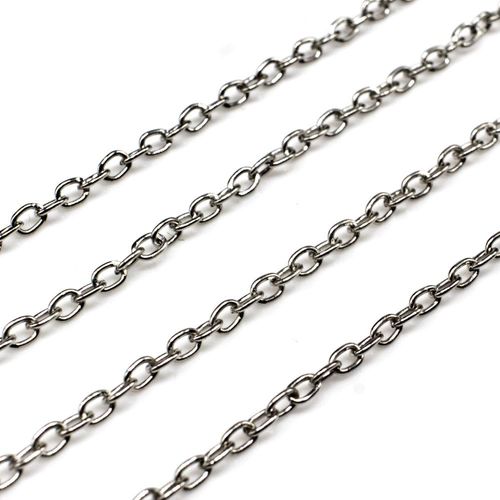 Chain Rhodium Plated Oval 3x2.5mm 1 metre for jewellery making