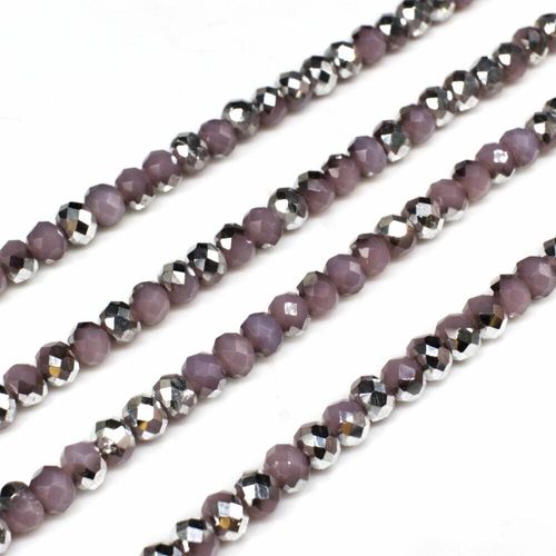 4mm crystal beads half opal lavender silver, pack of 130 — plated finish, ideal for jewelry making and beadwork
