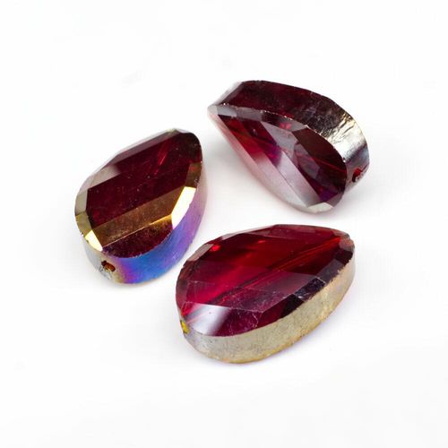 13mm crystal beads red rainbow, pack of 6 — faceted for jewelry making and beadwork