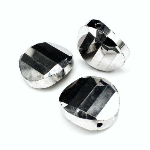 18mm crystal beads silver plate, pack of 6 — plated finish, ideal for jewelry making and beadwork