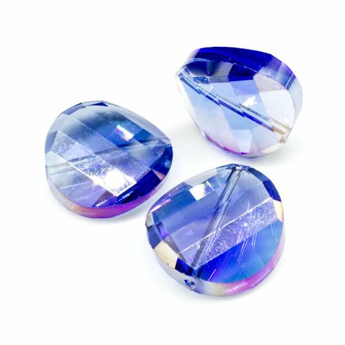 18mm crystal beads blue rainbow, pack of 6 — faceted for jewelry making and beadwork