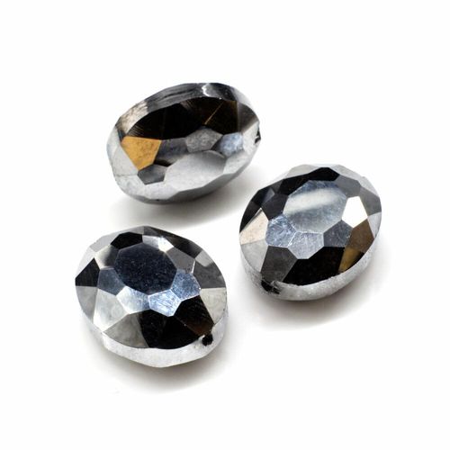 16mm crystal beads silver, pack of 8 — plated finish, ideal for jewelry making and beadwork