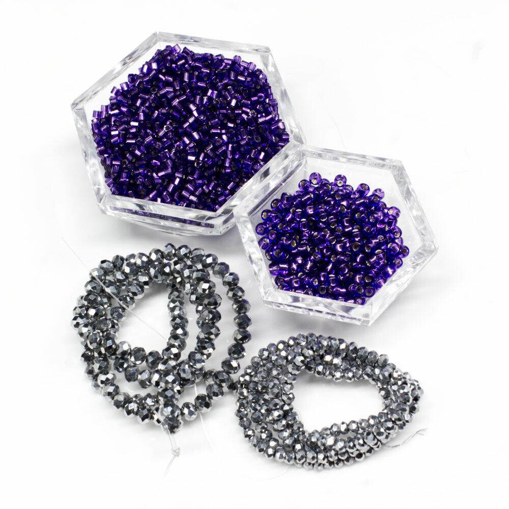 Lillian Bauble Zoom 28/3 silver purple jewelry making kit — DIY set with beads and instructions for creating handmade jewelry