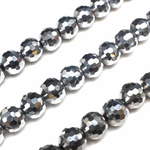 10mm crystal beads silver plate, pack of 35 — plated finish, ideal for jewelry making and beadwork