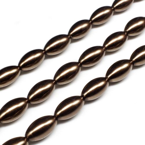 Glass Pearl Oval Beads 15x8mm Brown for jewellery making