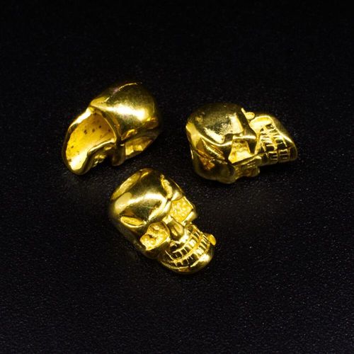 Gold Metal Bead Skull 11mm Big Hole 10pcs for jewellery making