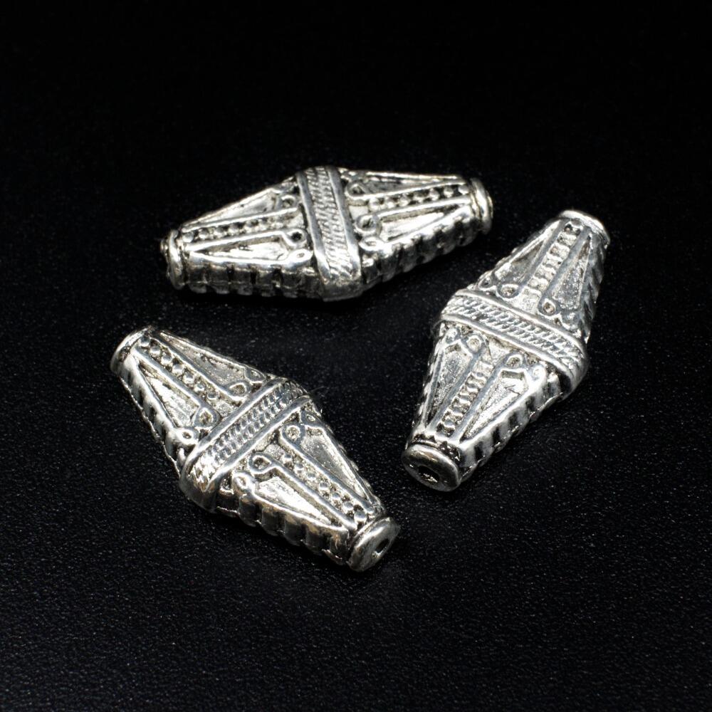 Metal Bead Long Diamond 22mm 6pcs Antique Silver for jewellery making