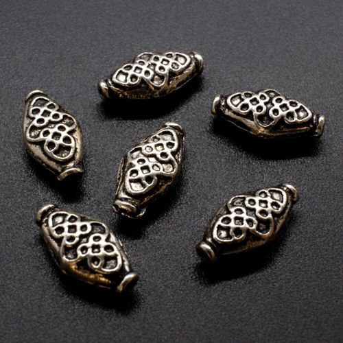 Metal Bead Oval 15mm 12pcs Antique Silver for jewellery making