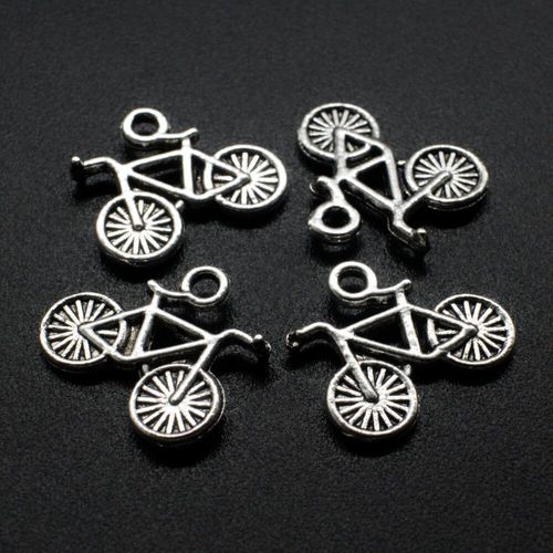 Antique Silver Metal Charm Bicycle 16mm 10pcs for jewellery making