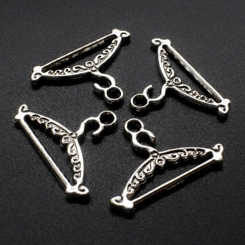 Antique Silver Metal Charm Hanger 24mm 8pcs for jewellery making