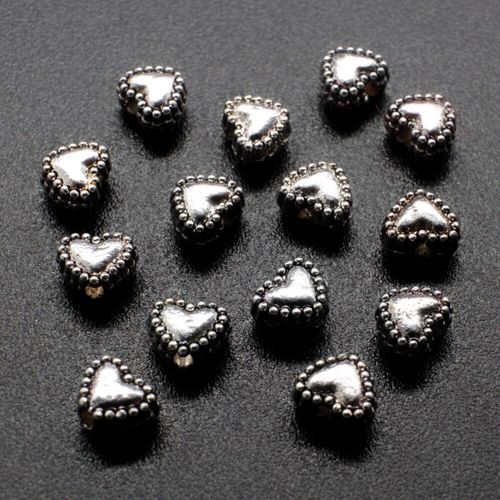 Antique Silver Metal Bead Heart 5mm 30pcs for jewellery making